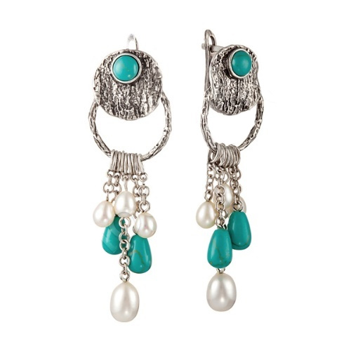 Серьги из серебра с бирюзой 24С127516 Серьги (Ag 925)