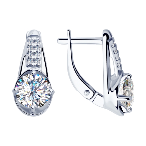 Серьги из серебра c фианитами 94023424 Серьги (Ag 925)