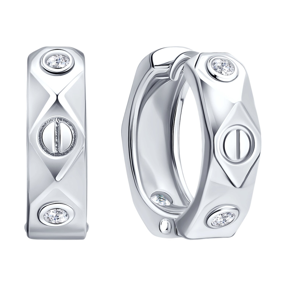 Серьги из серебра с фианитами  94027621-91 Серьги (Ag 925)