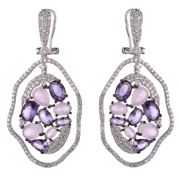 Серьги из серебра длинные 3670005024604 Серьги (Ag 925)