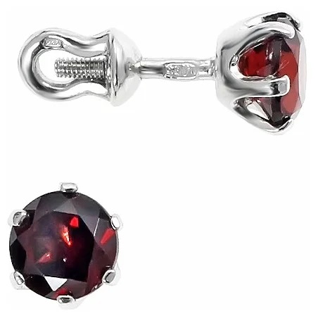 Серьги из серебра с гранатами 21797112 Серьги пусеты (Ag 925)