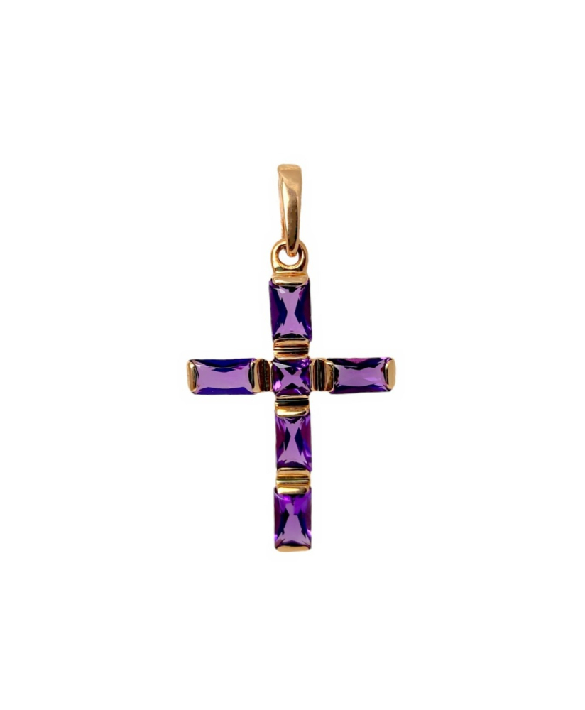 Крест из золота с аметистами 80350430 Крест (Au 585)