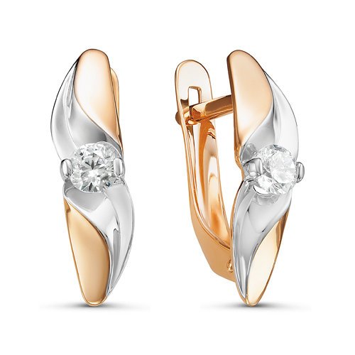 Серьги из золота с фианитами 127063 Серьги (Au 585)