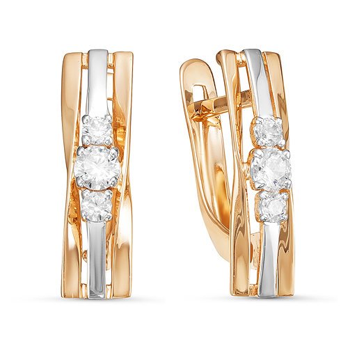 Серьги из золота с фианитами 125986 Серьги (Au 585)