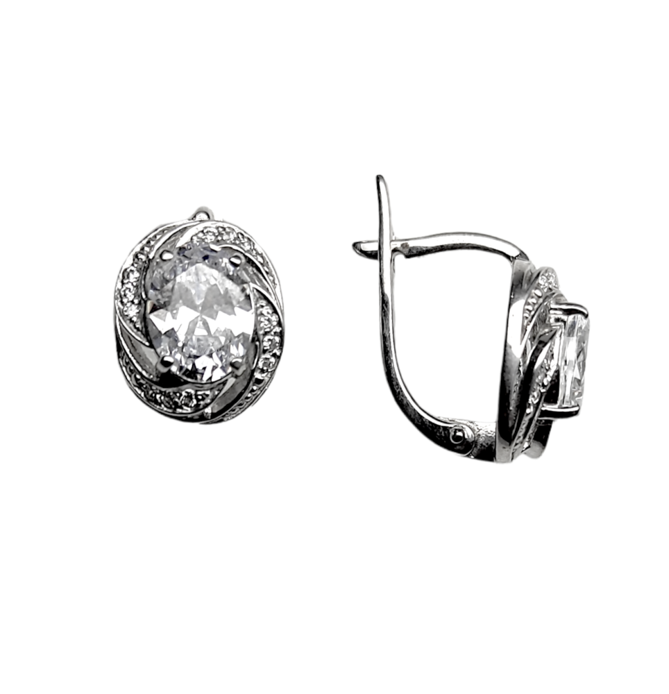 Серьги из серебра с горным хрусталем и фианитами  00226-231 Серьги (Ag 925)