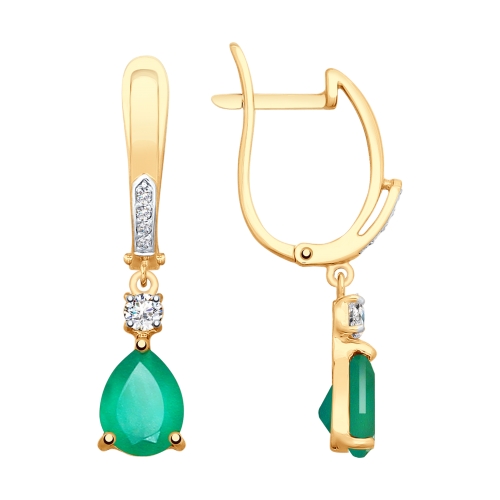 Серьги из золота с агатами фианитами 725381 Серьги (Au 585)