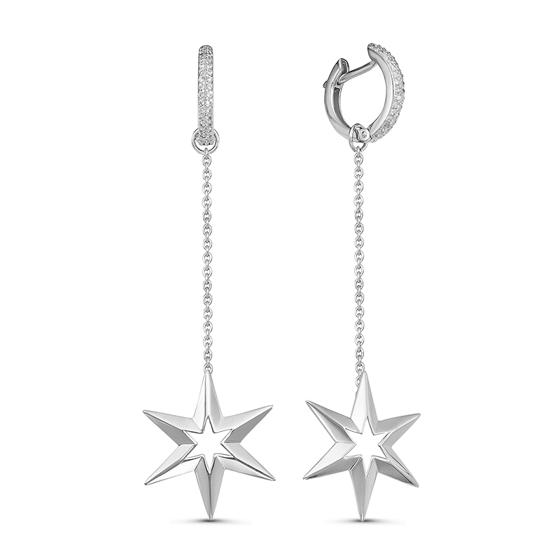 Серьги длинные из серебра c фианитами с221321 Серьги (Ag 925)