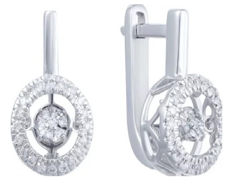 Серьги из белого золота с бриллиантами 36300010140 Серьги (Au 585)