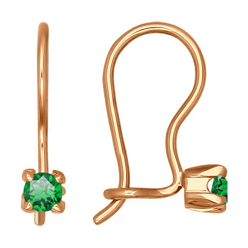 Серьги из золота с синтетическими вставками детские 021939 Серьги (Au 585)