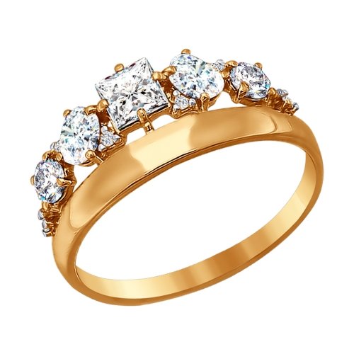 Кольцо из золота с фианитами 016667 Кольцо (Au 585)