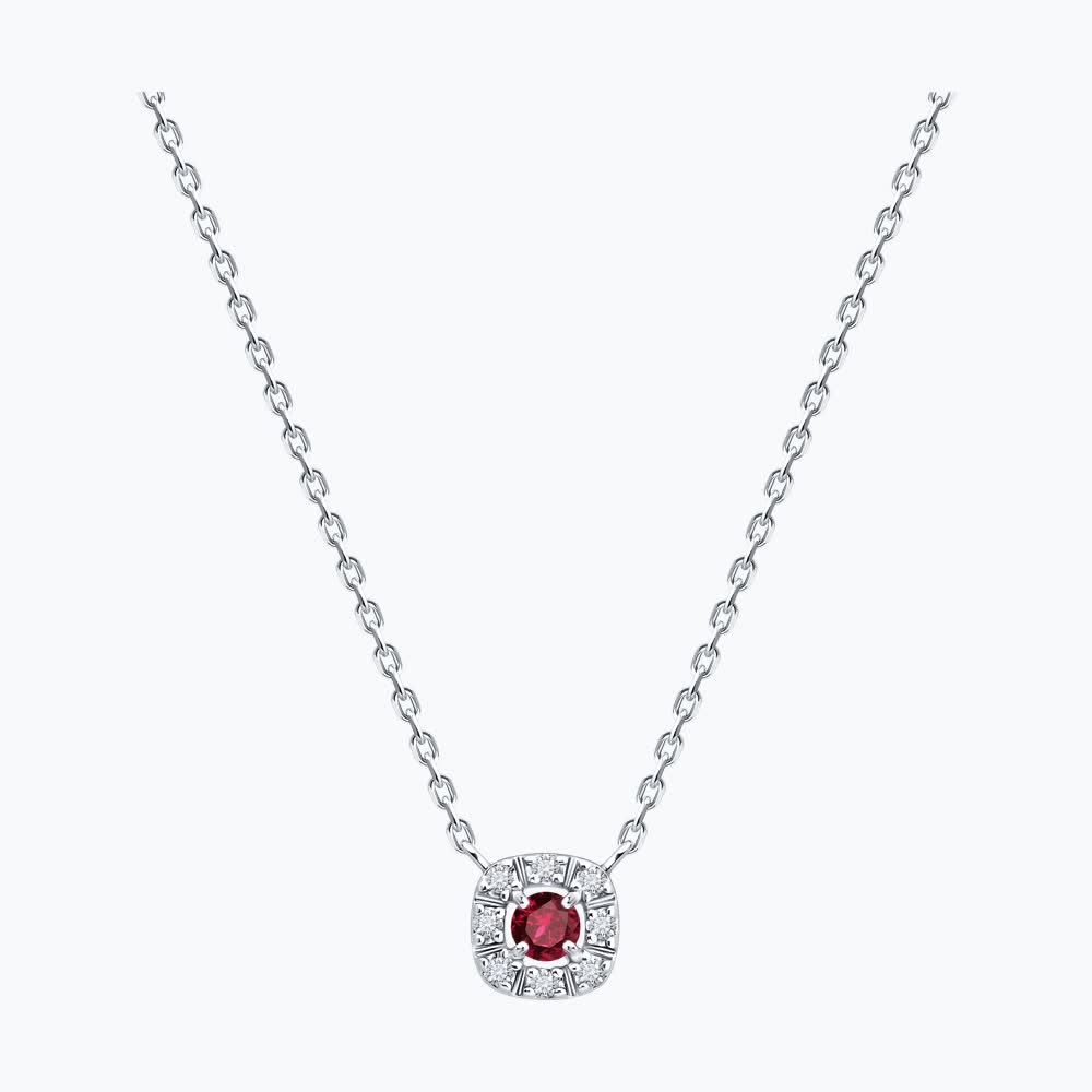 Колье из серебра с рубином и фианитами 64070000 Колье (Ag 925)