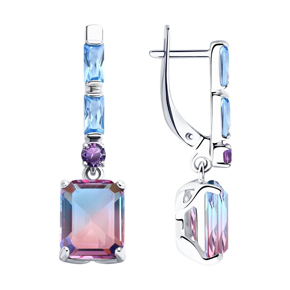 Серьги из серебра с ситаллами 92022002 Серьги (Ag 925)