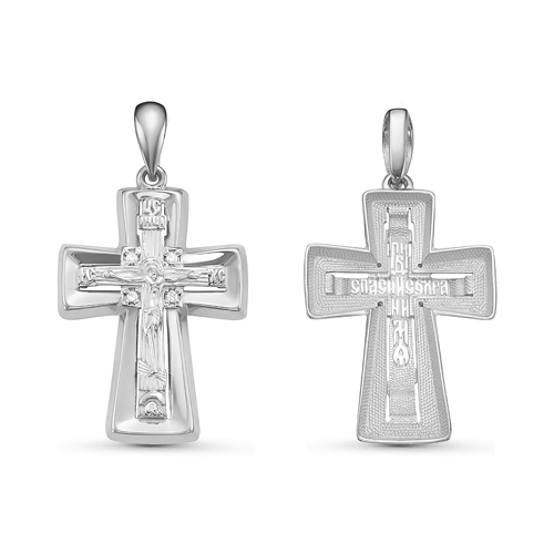 Крест из серебра с фианитами с080576 Крест (Ag 925)