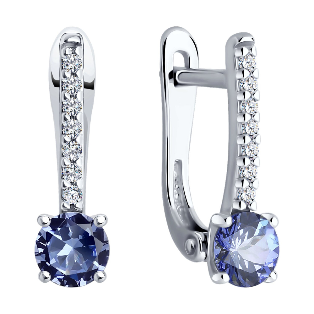 Серьги из серебра с ситаллами и фианитами 92023032 Серьги (Ag 925)