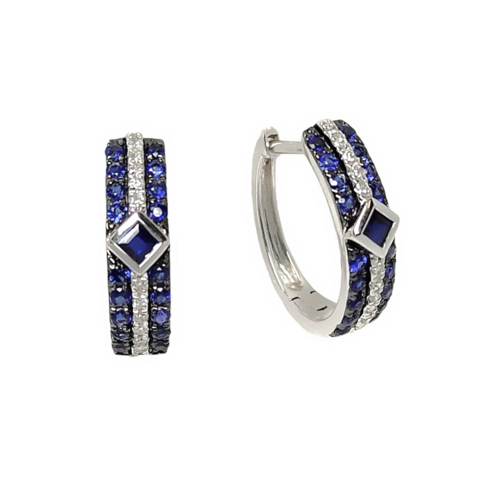 Серьги из золота с сапфирами и бриллиантами 02500220666 Серьги (Au 585)