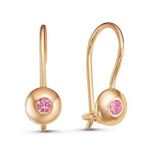 Серьги из золота с синтетическими вставками детские 125035 Серьги (Au 585)