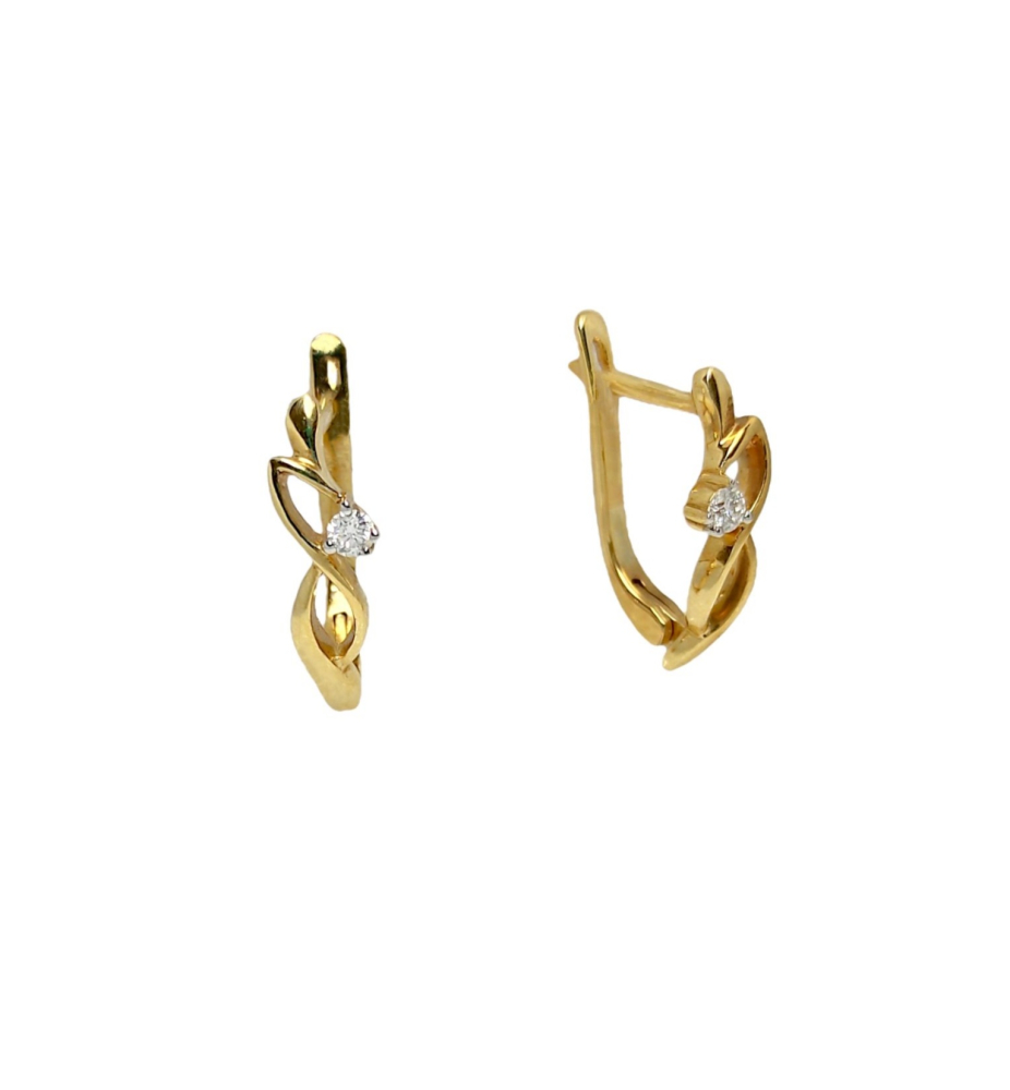 Серьги из желтого золота с бриллиантами 13784*00356433 Серьги (Au 585)