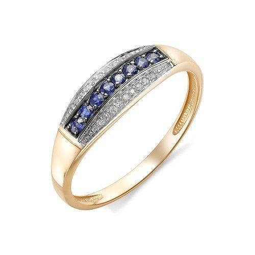 Кольцо из золота с сапфирами и бриллиантами  12339-102 Кольцо (Au 585)