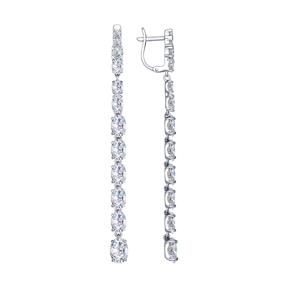 Серьги из серебра с фианитами  94022461 Серьги (Ag 925)