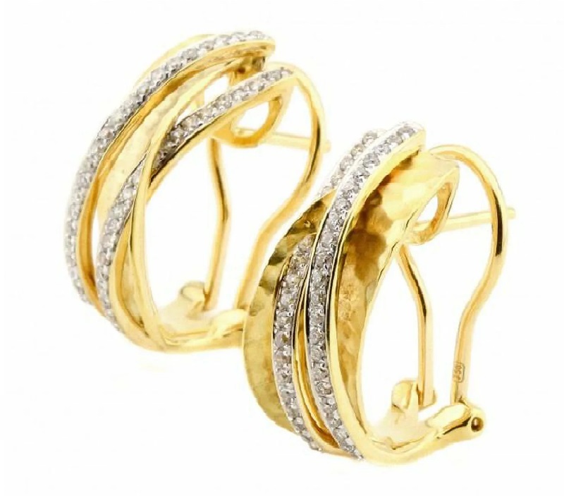 Серьги из желтого золота с бриллиантами 03600131013 Серьги (Au 585)