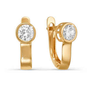 Серьги из золота с фианитами 122976 Серьги (Au 585)