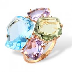 Кольцо из золота с миксом камней 1180488 Кольцо (Au 585)