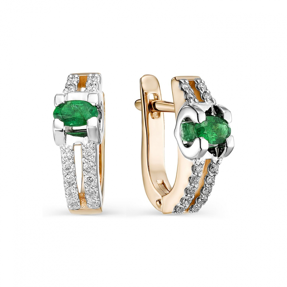  Серьги из золота с изумрудами и бриллиантами 245-211 Серьги (Au 585)