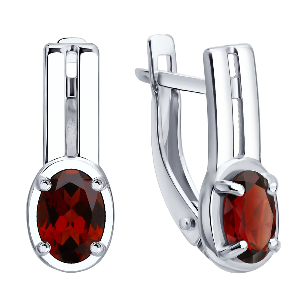 Серьги из серебра с гранатами 92025433 Серьги (Ag 925)