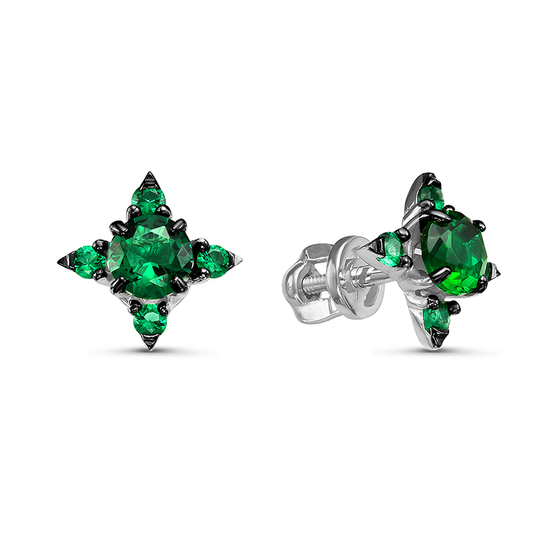 Серьги из серебра с кварцем  с057348 Серьги пусеты (Ag 925)