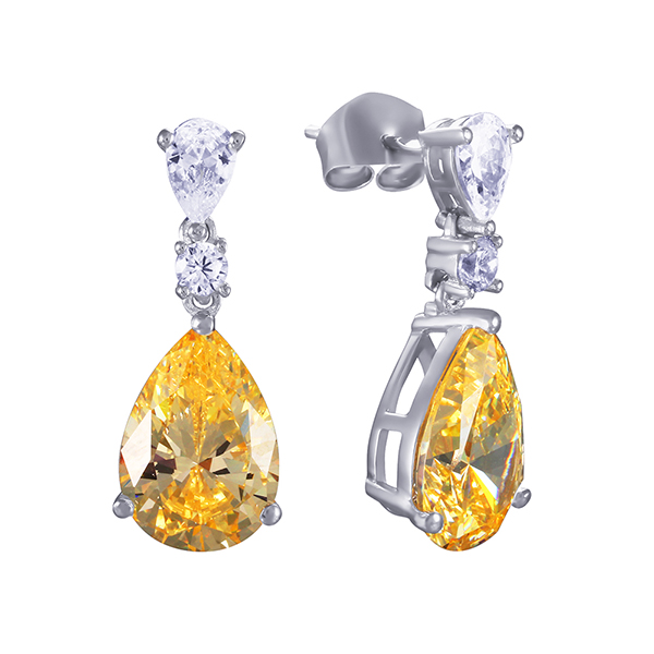 Серьги длинные из серебра с кубическим цирконием 2390001132906 Серьги (Ag 925)