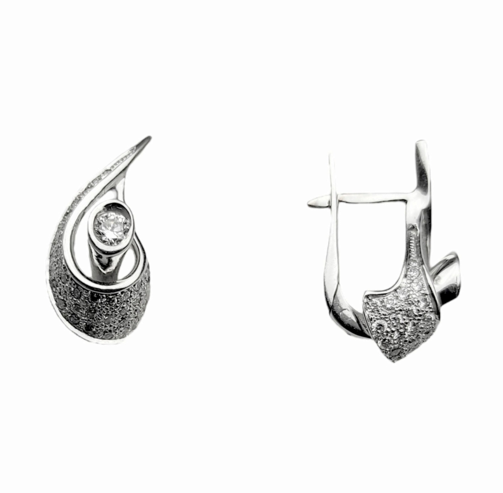 Серьги из белого золота c бриллиантами 02122 Серьги (Au 585)