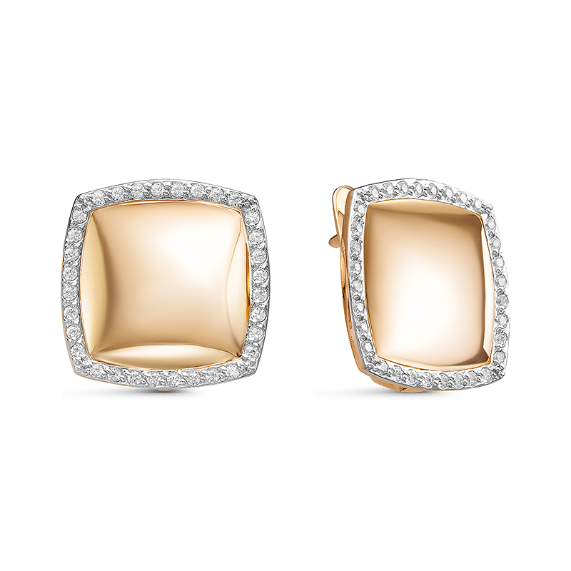 Серьги из золота с фианитами 128213 Серьги (Au 585)