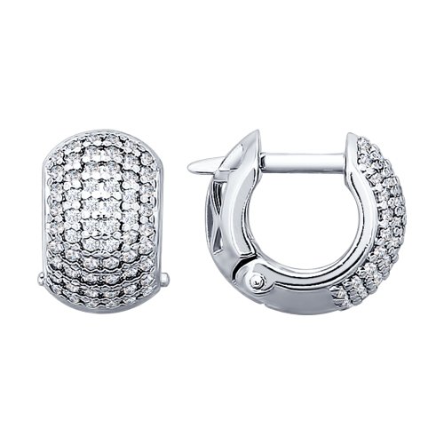 Серьги из серебра с фианитами  94020417 Серьги (Ag 925)