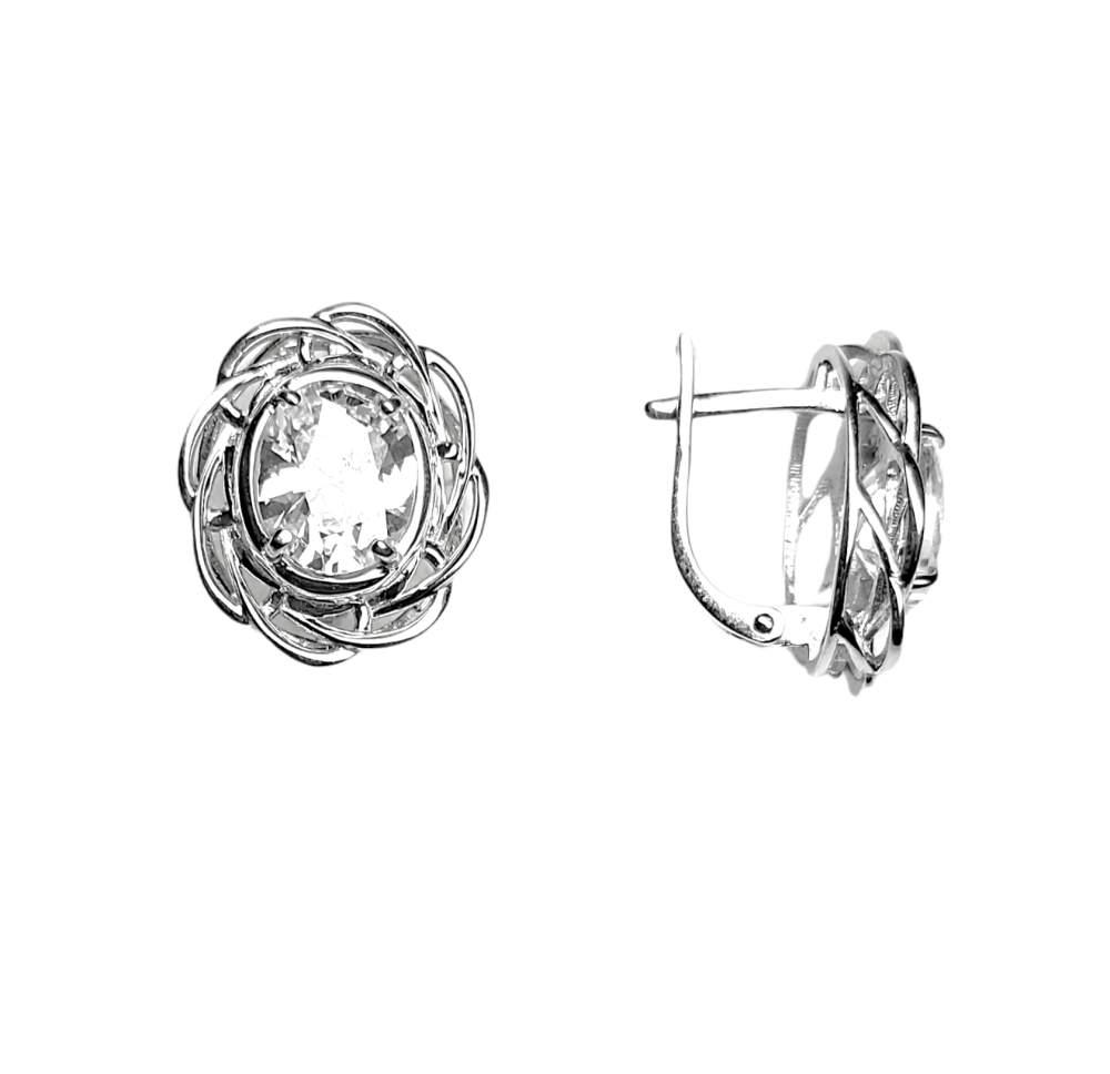 Серьги из серебра с горным хрусталем 00346-231 Серьги (Ag 925)