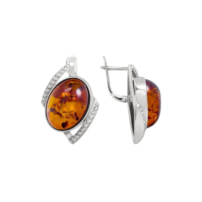Серьги из серебра с янтарем 25025200752 Серьги (Ag 925)