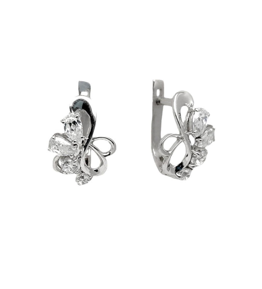 Серьги из серебра с горным хрусталем и фианитами  00460-231 Серьги (Ag 925)