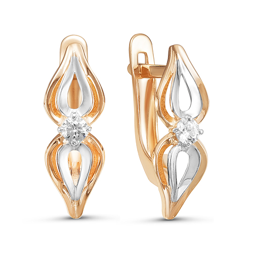 Серьги из золота с фианитами 125738 Серьги (Au 585)