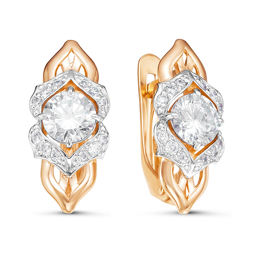 Серьги из золота с фианитами 125994 Серьги (Au 585)