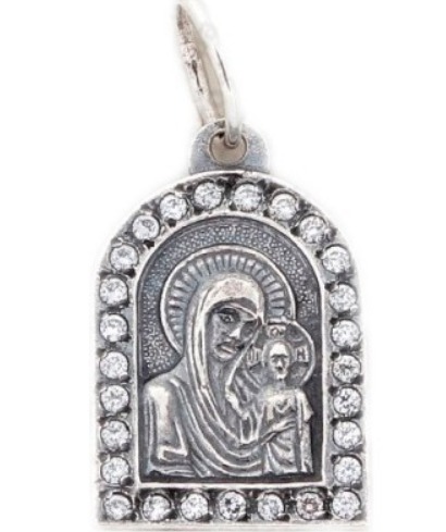 Подвеска икона из серебра Божья Матерь Казанская 3346-АЧ Подвеска икона (Ag 925)