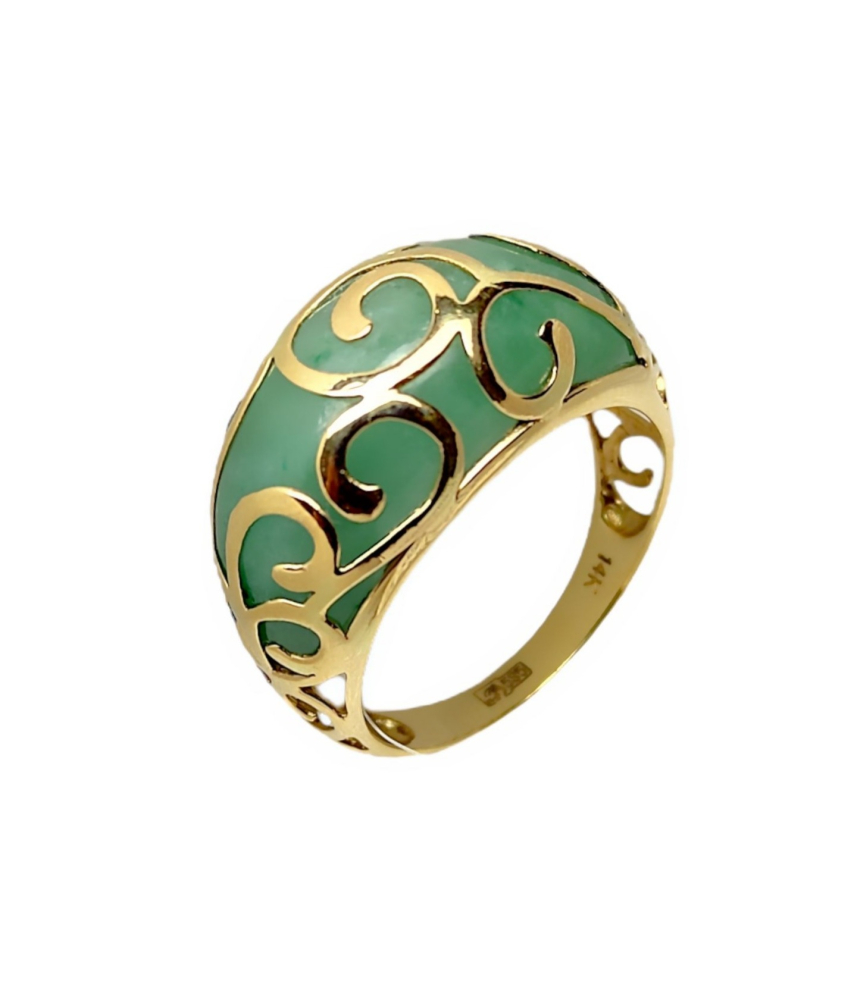 Кольцо из желтого золота с жадеитом 29500200083 Кольцо (Au 585)
