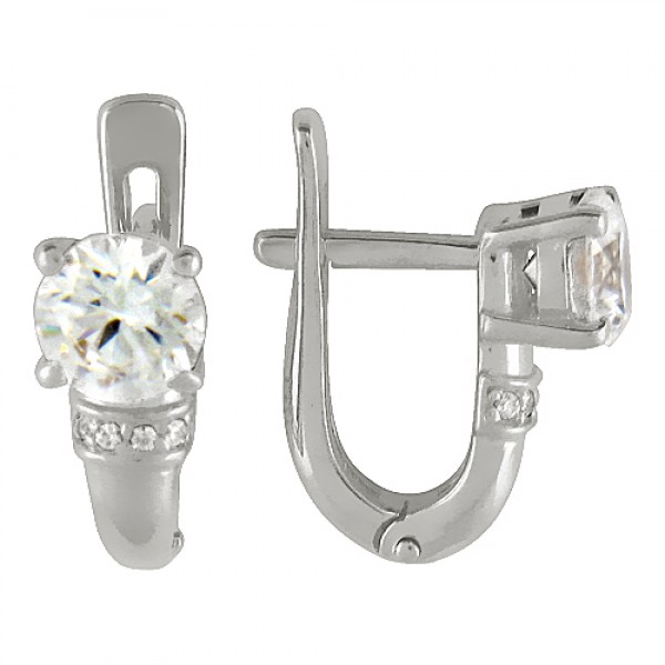 Серьги из белого золота с фианитами RB Серьги (Au 585)