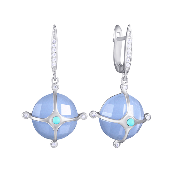 Серьги из серебра с агатом 1020004026601 Серьги (Ag 925)