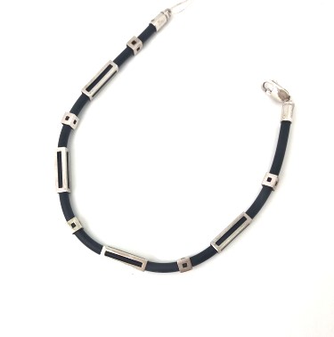 Браслет каучук с серебряными вставками 43100000081 Браслет (Ag 925)