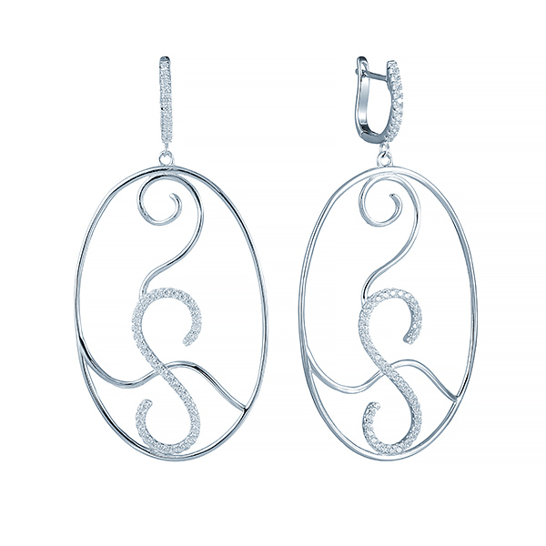 Серьги из серебра с кубическим цирконием 0100016117503 Серьги (Ag 925)