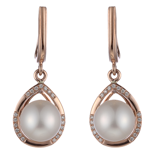 Серьги из золота с жемчугом и бриллиантами 33500111267 Серьги (Au 585)