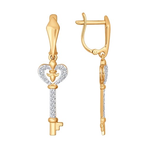 Серьги из золота с фианитами длинные 026802 Серьги (Au 585)