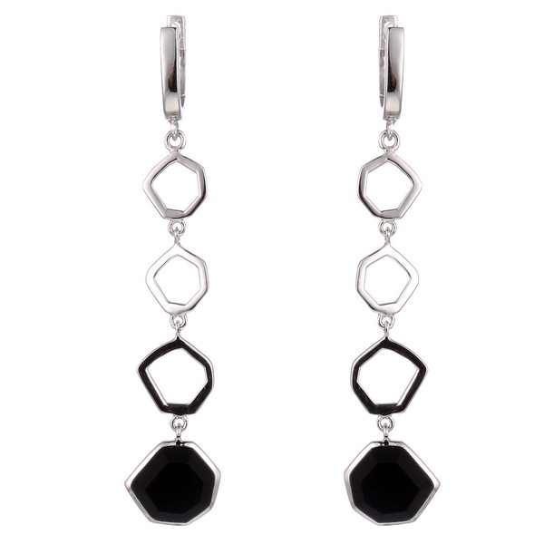 Серьги из серебра с ониксом 7620001003409 Серьги (Ag 925)