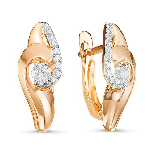 Серьги из золота с фианитами 127065 Серьги (Au 585)