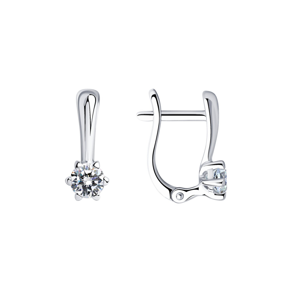 Серьги детские из серебра с фианитами 94025264 Серьги (Ag 925)