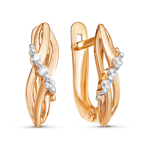 Серьги из золота с фианитами 124858 Серьги (Au 585)